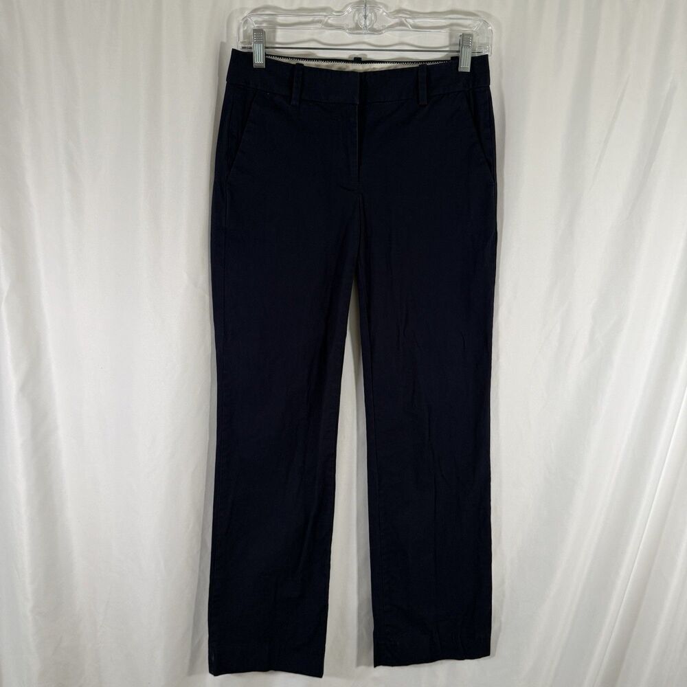 J. Crew Stretch Pants Women's 00R Navy Blue Low Rise Cotton Blend Office Work